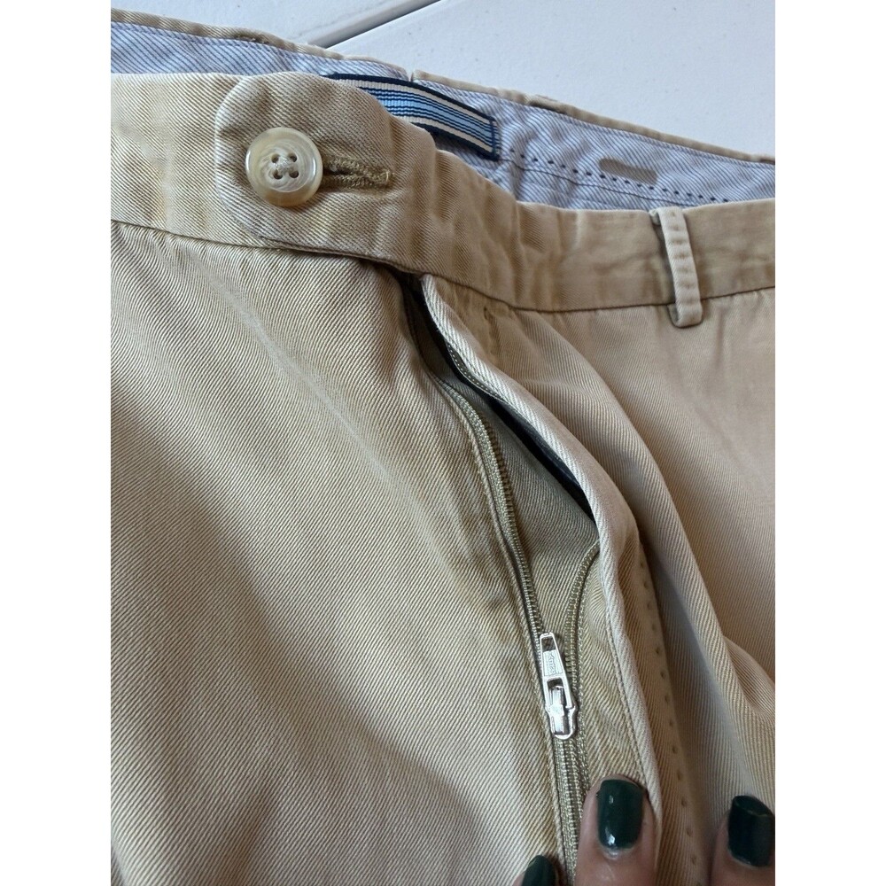 Peter Millar Pima Cotton Chino Pants Mens 38x30 Khaki Tan Flat Front Trousers - Picture 10 of 10